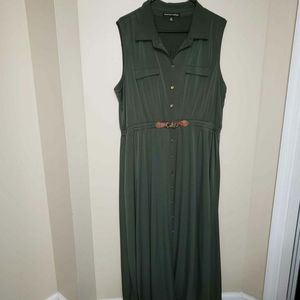 Always indigo army green maxi dress womens 2x